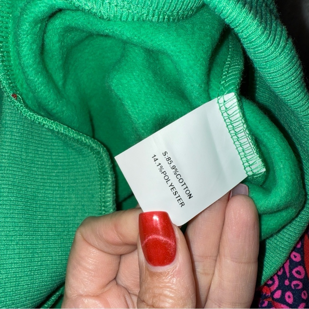 QUEEN OF SPARKLES Bright Green Logo Sweatshirt sprite oversized large l new - Picture 5 of 7